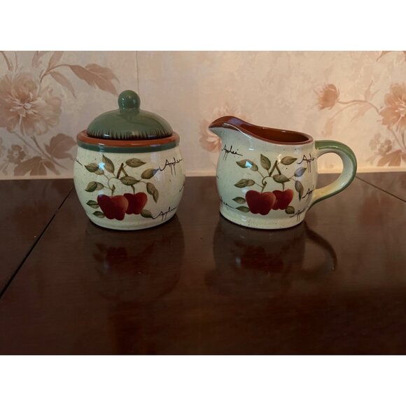 Vintage Apple Orchard Collection Sugar Bowl and Creamer Set by - Picture 1 of 4